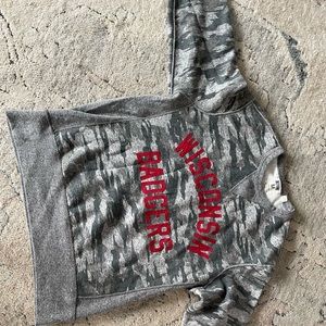 Woman’s nWOT size med tailgate crewneck sweatshirt camouflage Wisconsin badger